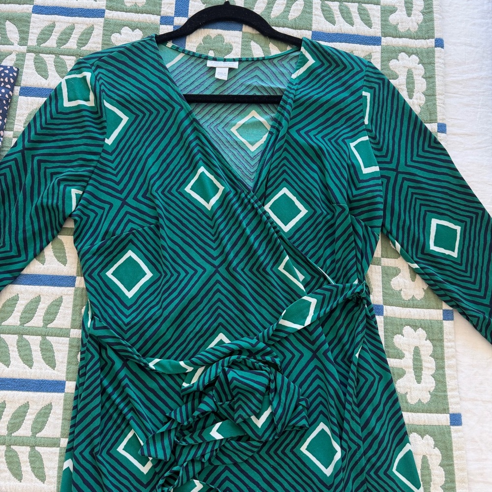 A Pea in the Pod Green Maternity Wrap Dress